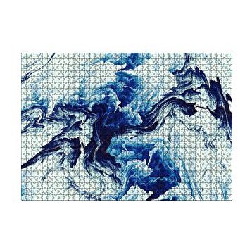 Cakapuzzle Karışan Mavi Beyaz Siyah Dalgalı Desenler 120 Parça Ahşap Puzzle