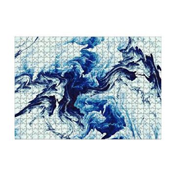 Cakapuzzle Karışan Mavi Beyaz Siyah Dalgalı Desenler 120 Parça Ahşap Puzzle