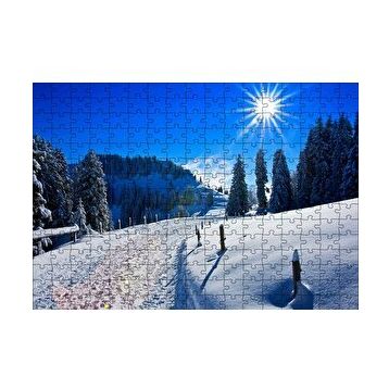Cakapuzzle Karla Kaplı Ağaçlar ve Zirvede Güneşli Bir Gün 255 Parça Puzzle