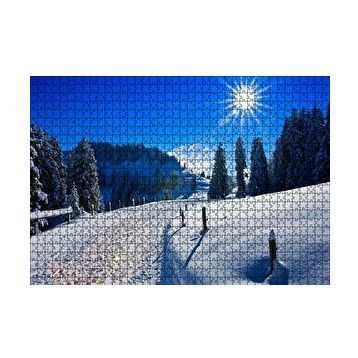 Cakapuzzle Karla Kaplı Ağaçlar ve Zirvede Güneşli Bir Gün 255 Parça Puzzle