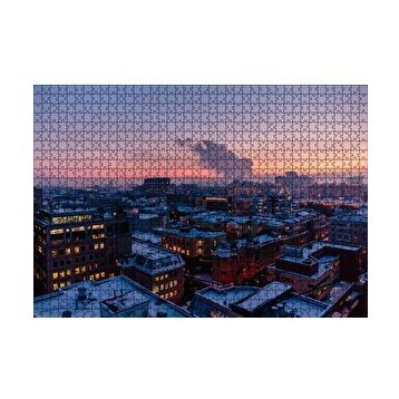 Cakapuzzle Karla Kaplı Şehir ve Gri Gökyüzü 120 Parça Ahşap Puzzle
