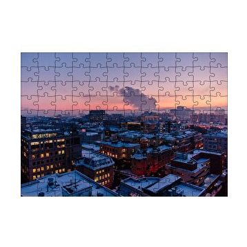 Cakapuzzle Karla Kaplı Şehir ve Gri Gökyüzü 120 Parça Ahşap Puzzle