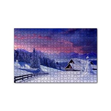 Cakapuzzle Karlar Altında Doğa ve Ev 120 Parça Ahşap Puzzle