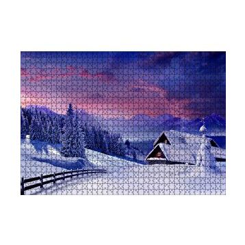 Cakapuzzle Karlar Altında Doğa ve Ev 120 Parça Ahşap Puzzle