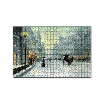 Cakapuzzle Karlı Caddede İnsanlar ve Arabalar 120 Parça Ahşap Puzzle