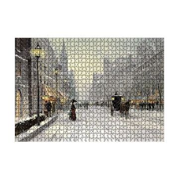 Cakapuzzle Karlı Caddede İnsanlar ve Arabalar 120 Parça Ahşap Puzzle