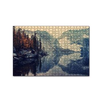 Cakapuzzle Karlı Dağlar Göl ve Sonbahar Ağaçları 120 Parça Ahşap Puzzle