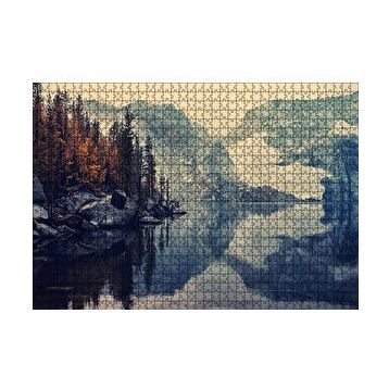 Cakapuzzle Karlı Dağlar Göl ve Sonbahar Ağaçları 120 Parça Ahşap Puzzle