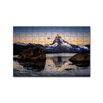Cakapuzzle Karlı Dağlar ve Altın Rengi Zirve 120 Parça Ahşap Puzzle