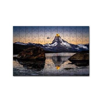 Cakapuzzle Karlı Dağlar ve Altın Rengi Zirve 120 Parça Ahşap Puzzle