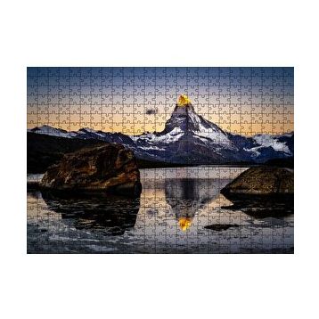 Cakapuzzle Karlı Dağlar ve Altın Rengi Zirve 120 Parça Ahşap Puzzle