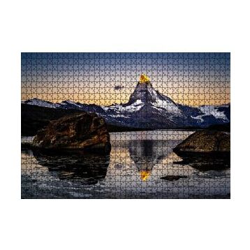 Cakapuzzle Karlı Dağlar ve Altın Rengi Zirve 120 Parça Ahşap Puzzle