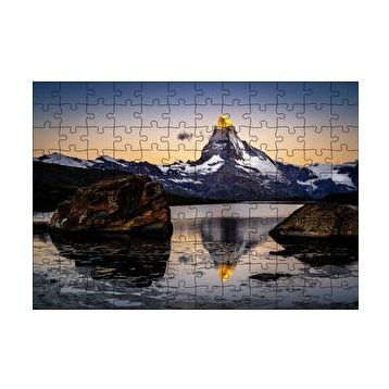 Cakapuzzle Karlı Dağlar ve Altın Rengi Zirve 120 Parça Ahşap Puzzle