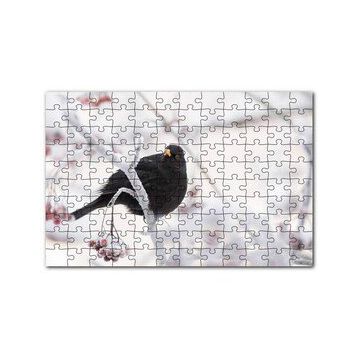 Cakapuzzle Karlı Dalların Üzerindeki Karatavuk 120 Parça Ahşap Puzzle