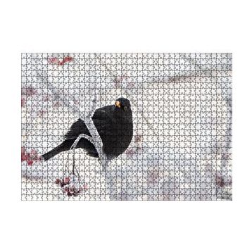 Cakapuzzle Karlı Dalların Üzerindeki Karatavuk 120 Parça Ahşap Puzzle
