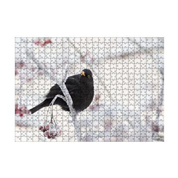 Cakapuzzle Karlı Dalların Üzerindeki Karatavuk 120 Parça Ahşap Puzzle