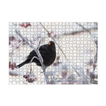 Cakapuzzle Karlı Dalların Üzerindeki Karatavuk 120 Parça Ahşap Puzzle