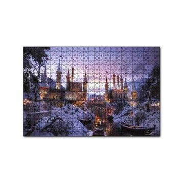 Cakapuzzle Karlı Nehir Köprü ve Tarihi Kale 120 Parça Ahşap Puzzle