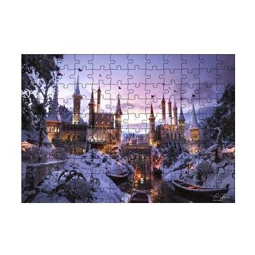 Cakapuzzle Karlı Nehir Köprü ve Tarihi Kale 120 Parça Ahşap Puzzle