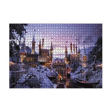 Cakapuzzle Karlı Nehir Köprü ve Tarihi Kale 120 Parça Ahşap Puzzle
