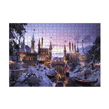 Cakapuzzle Karlı Nehir Köprü ve Tarihi Kale 120 Parça Ahşap Puzzle