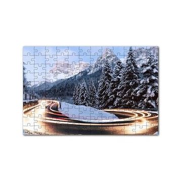Cakapuzzle Karlı Orman İçindeki Yol Uzun Pozlama Çekim 120 Parça Ahşap Puzzle