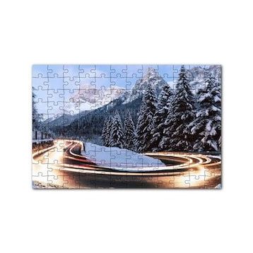 Cakapuzzle Karlı Orman İçindeki Yol Uzun Pozlama Çekim 120 Parça Ahşap Puzzle