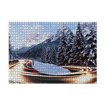 Cakapuzzle Karlı Orman İçindeki Yol Uzun Pozlama Çekim 120 Parça Ahşap Puzzle