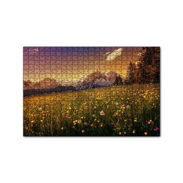 Cakapuzzle Karlı Zirveler ve Karahindiba Çiçekleri 120 Parça Ahşap Puzzle