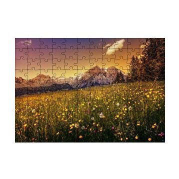 Cakapuzzle Karlı Zirveler ve Karahindiba Çiçekleri 120 Parça Ahşap Puzzle