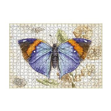 Cakapuzzle Kartpostal Üstünde Mavi Kelebek 255 Parça Puzzle