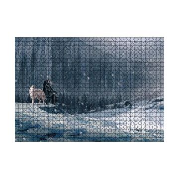 Cakapuzzle Kayalık Duvar Karlar Beyaz Kurt ve Şövalye 120 Parça Ahşap Puzzle
