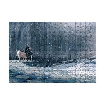 Cakapuzzle Kayalık Duvar Karlar Beyaz Kurt ve Şövalye 120 Parça Ahşap Puzzle