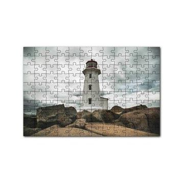Cakapuzzle Kayalıklar Deniz Feneri ve Bulutlu Gökler 120 Parça Ahşap Puzzle