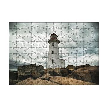 Cakapuzzle Kayalıklar Deniz Feneri ve Bulutlu Gökler 120 Parça Ahşap Puzzle