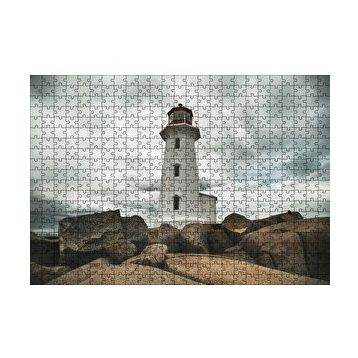 Cakapuzzle Kayalıklar Deniz Feneri ve Bulutlu Gökler 120 Parça Ahşap Puzzle
