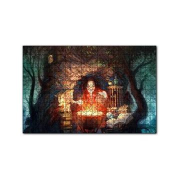 Cakapuzzle Kazanın Başında Cadı ve Büyü Kitapları 120 Parça Ahşap Puzzle