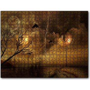 Cakapuzzle Kedi Gözleri Bulutlar Şimşekler Dolunay ve Kargalar 255 Parça Puzzle