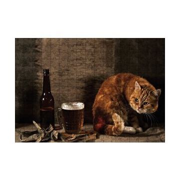 Cakapuzzle Kedinin Bira Bakışı 120 Parça Ahşap Puzzle