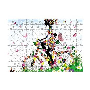 Cakapuzzle Kelebekler Bisikletli Kız 120 Parça Puzzle