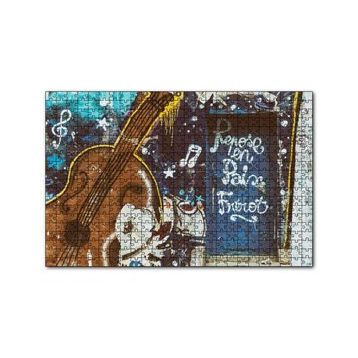 Cakapuzzle Keman ve Notalar Duvar Boyama 120 Parça Ahşap Puzzle