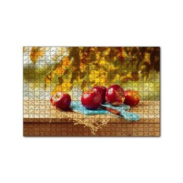 Cakapuzzle Kesme Tahtasında Kırmızı Elmalar 120 Parça Ahşap Puzzle