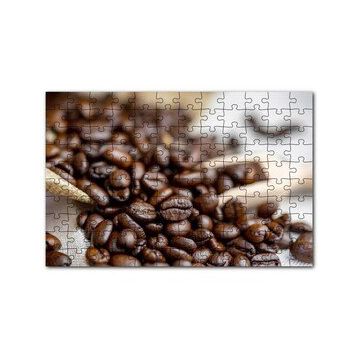 Cakapuzzle Keten Çuval Üzerinde Kahve Çekirdekleri 120 Parça Ahşap Puzzle