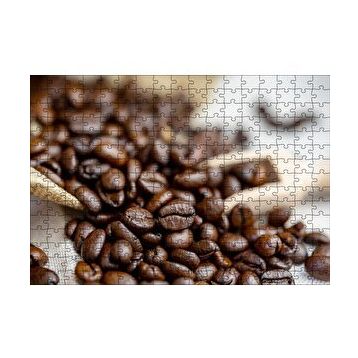 Cakapuzzle Keten Çuval Üzerinde Kahve Çekirdekleri 120 Parça Ahşap Puzzle