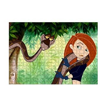 Cakapuzzle Kim Possible ve Kahverengi Yılan 120 Parça Ahşap Puzzle