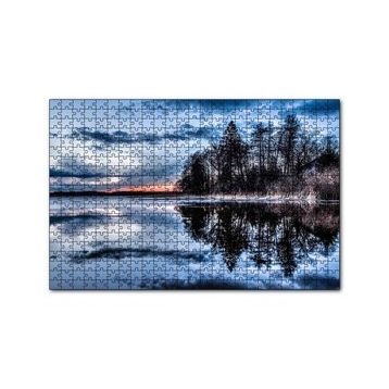 Cakapuzzle Kıpırtısız Göl Ağaçlar ve Bulutlu Gökler 120 Parça Ahşap Puzzle