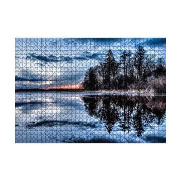 Cakapuzzle Kıpırtısız Göl Ağaçlar ve Bulutlu Gökler 120 Parça Ahşap Puzzle