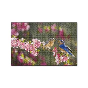 Cakapuzzle Kiraz Çiçekli Dalda Dişisini Besleyen Sevimli Kuş 120 Parça Ahşap Puzzle