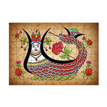 Cakapuzzle Kırem Zeminde Şahmaran 120 Parça Ahşap Puzzle