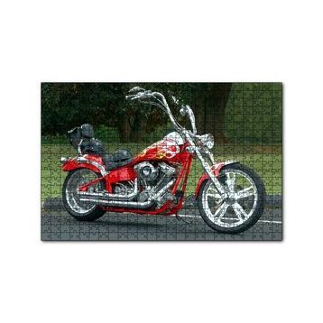 Cakapuzzle Kırmızı Alevli Chopper Motorsiklet 120 Parça Ahşap Puzzle